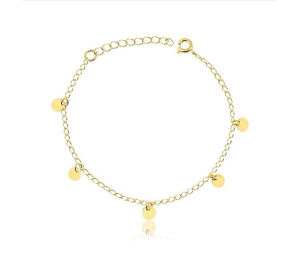 PULSEIRA COM PINGENTES REDONDOS FOLHEADA A OURO