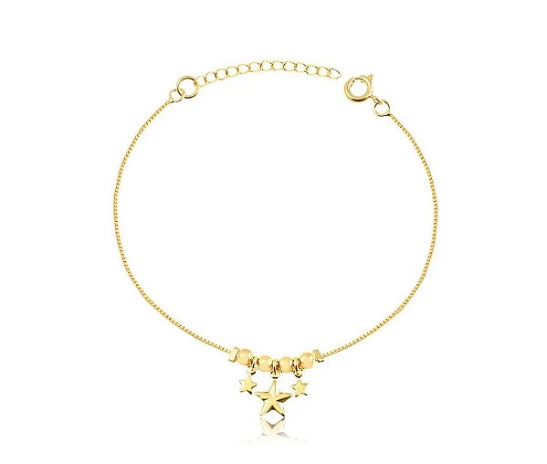 PULSEIRA TRÊS ESTRELAS FOLHEADA A OURO