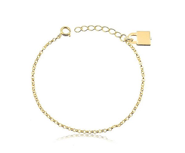 PULSEIRA MALHA PORTUGUESA COM CADEADO FOLHEADA A OURO