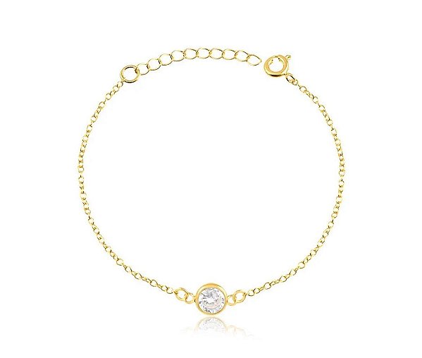 PULSEIRA PONTO DE LUZ COM PEDRA DE ZIRCÔNIA FOLHEADA A OURO