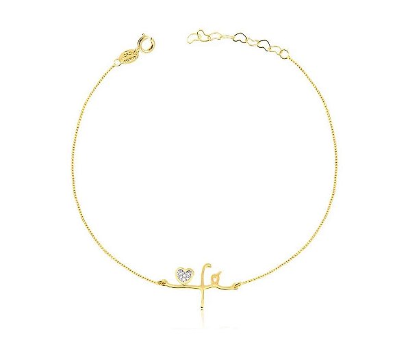 TORNOZELEIRA FÉ FOLHEADA A OURO