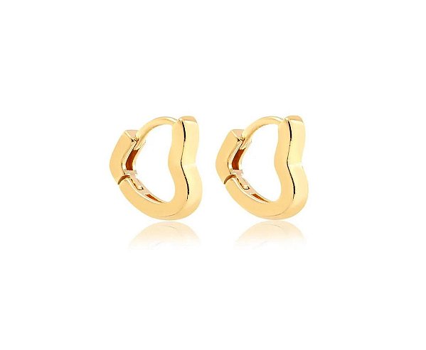 BRINCO CLICk CORAÇÃO LISO PEQUENO FOLHEADO A OURO