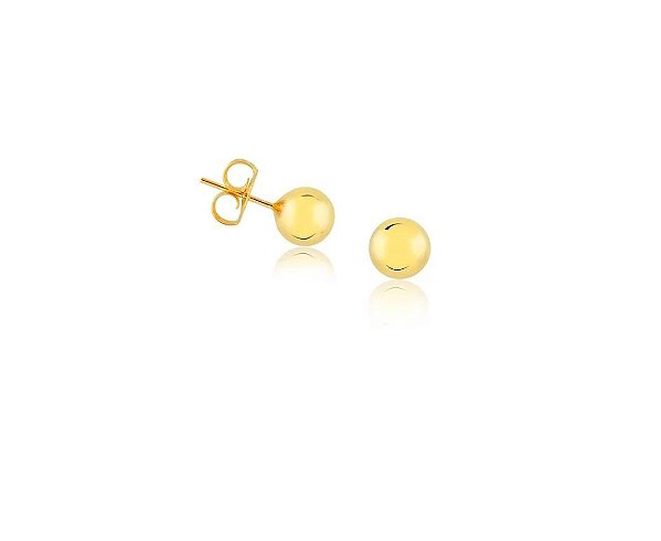 BRINCO BOLA 6MM FOLHEADO A OURO