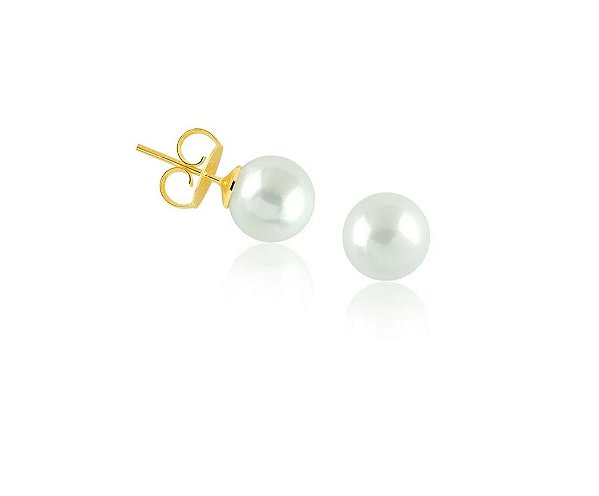 BRINCO PÉROLA SHEL 10MM FOLHEADO A OURO