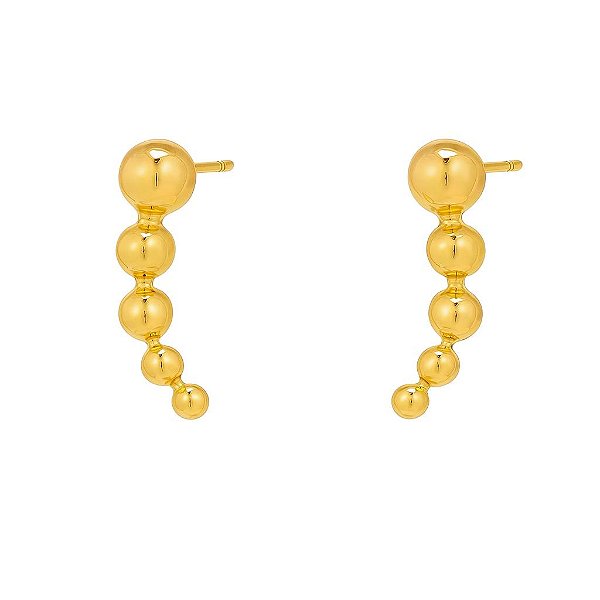 BRINCO DE BOLINHAS NO ESTILO EAR CUFF FOLHEADO A OURO