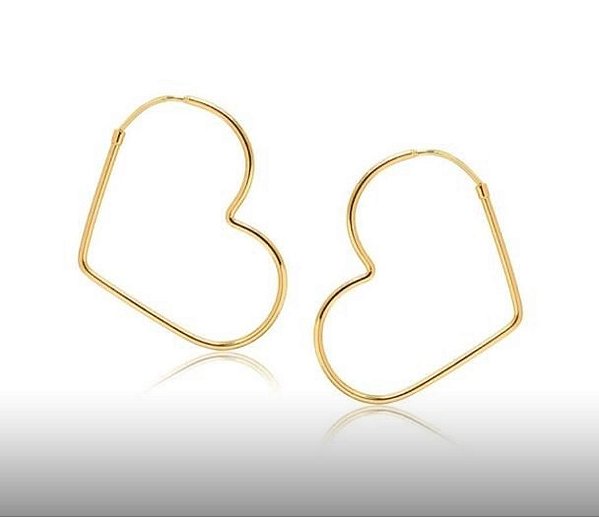 BRINCO ARGOLA CORAÇÃO FOLHEADO A OURO