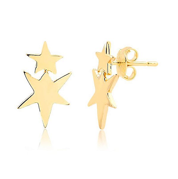 BRINCO ESTRELA FOLHEADO A OURO