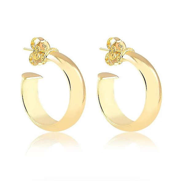 BRINCO MEIA  ARGOLA 2,5CM LARGA FOLHEADA A OURO