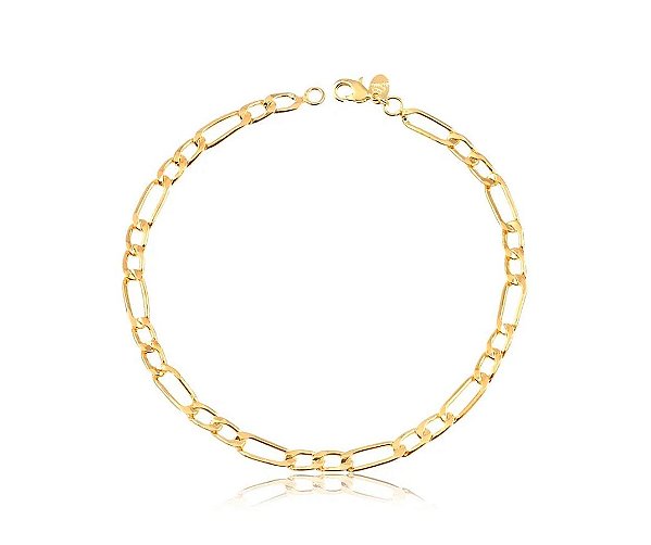 PULSEIRA 2X1 ELOS 22CM MASCULINA FOLHEADA A OURO