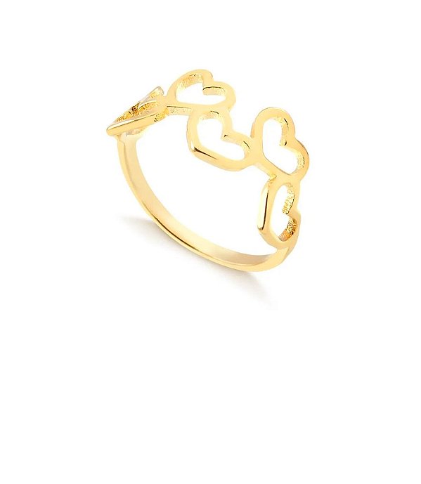 ANEL SEIS CORAÇÕES FOLHEADO A OURO