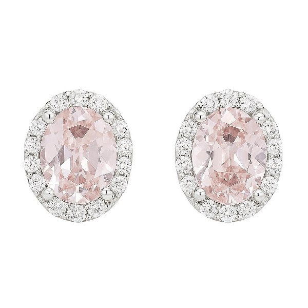 BRINCO OVAL FACETADO CRAVEJADO FOLHEADO A RÓDIO BRANCO