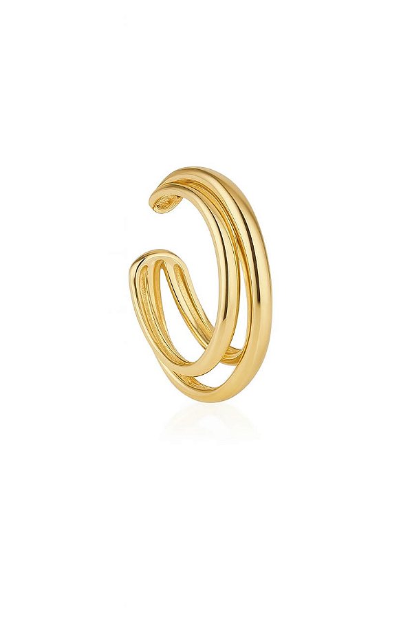 BRINCO PIERCING FAKE TRIPLO FOLHEADO A OURO