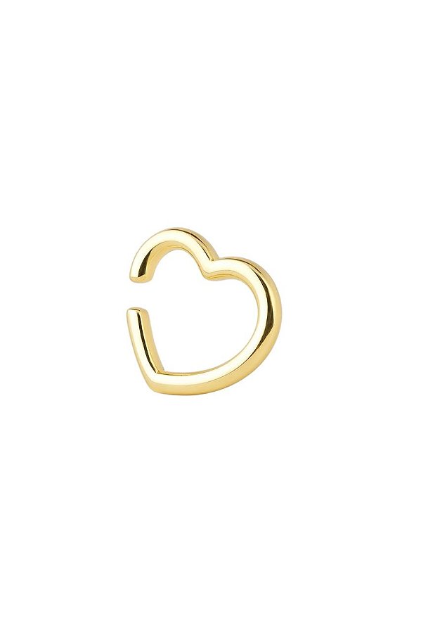 BRINCO PIERCING FAKE FORMATO CORAÇÃO LISO GRANDE FOLHEADO A OURO