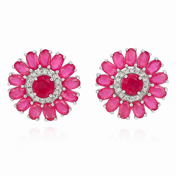 BRINCO MARGARIDA TODA CRAVEJADA DE ZIRCÔNIA FOLHEADO A OURO