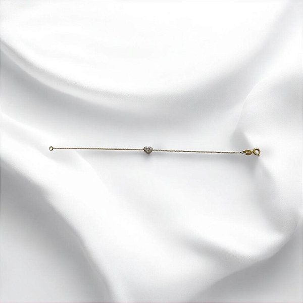 PULSEIRA CORAÇÃO CRAVEJADO DE ZIRCÔNIA FOLHEADO A OURO