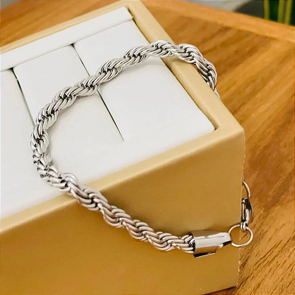 PULSEIRA CORDÃO BAIANO AÇO INOXIDÁVEL 8 mm 23 cm