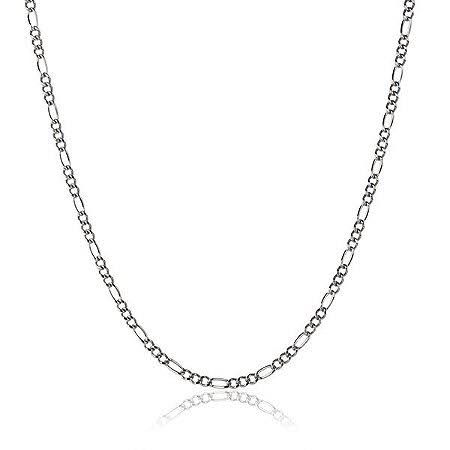 CORRENTE MASCULINA FINA ELO FÍGARO 3 EM 1 AÇO INOXIDÁVEL 60cm 3x1 3mm