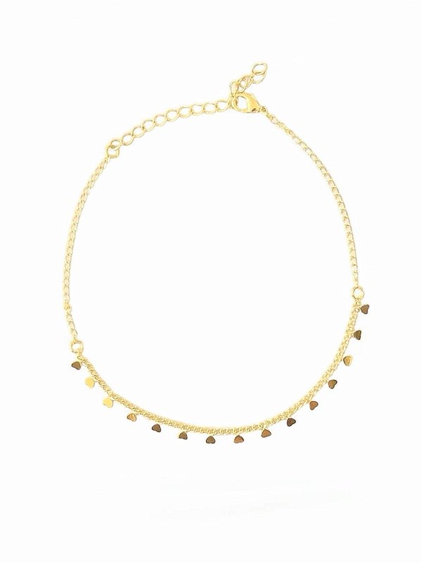 TORNOZELEIRA CORAÇÃOZINHO FOLHEADO A OURO