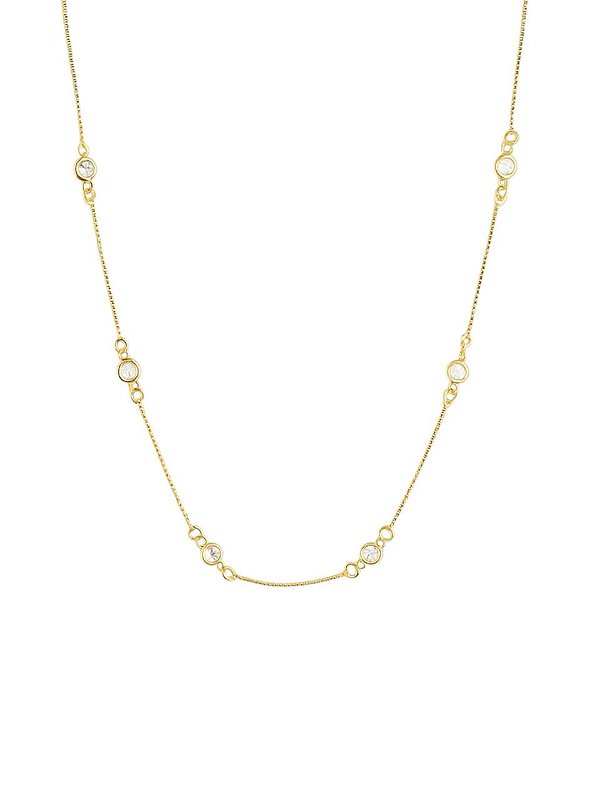 GARGANTILHA CHOKER COM PONTOS DE LUZ EM ZIRCÔNIA CRISTAL FOLHEADO A OURO