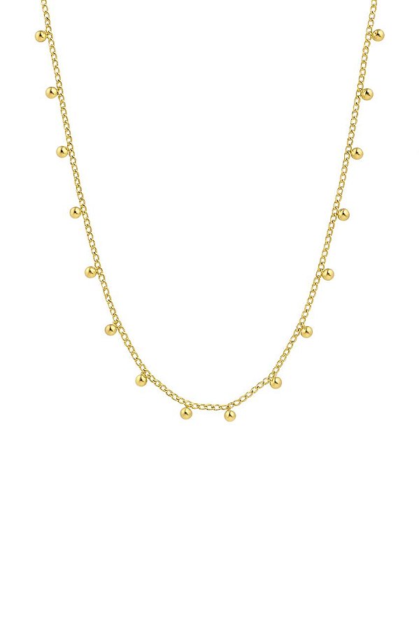 GARGANTILHA CHOKER COM ESFERAS FOLHEADO A OURO
