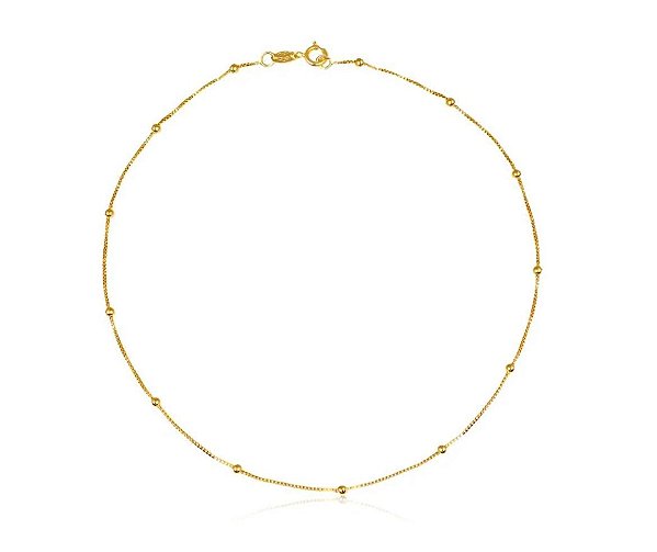 GARGANTILHA COM CORRENTE VENEZIANA DE BOLINHAS FOLHEADO A OURO