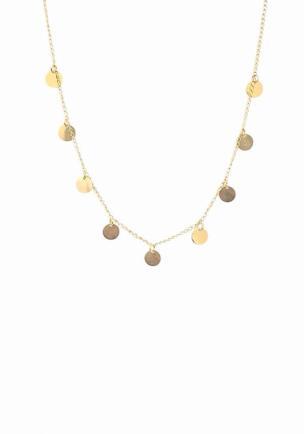 GARGANTILHA CHOKER MEDALHAS PENDURADAS FOLHEADO A OURO