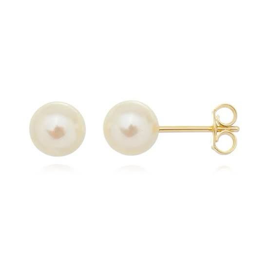 BRINCO PÉROLA 8MM FOLHEADO A OURO