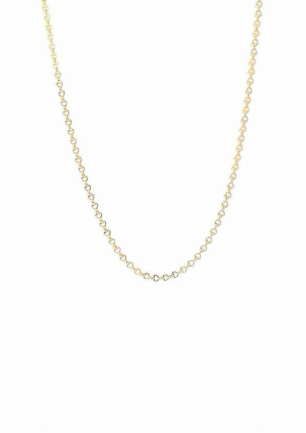 GARGANTILHA CHOKER COM CORAÇÕES VAZADOS ENTRELAÇADOS FOLHEADO A OURO