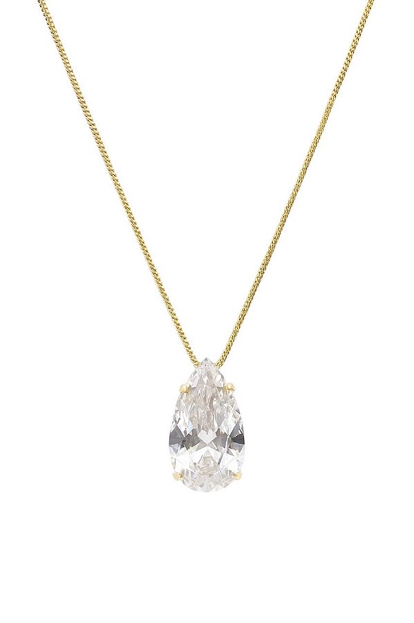 COLAR PINGENTE GOTA GRANDE ZIRCÔNIA CRISTAL FOLHEADO A OURO