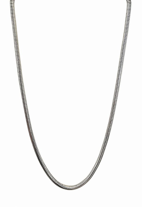 COLAR GARGANTILHA COBRA REDONDA AÇO INOXIDÁVEL 5mm 60cm