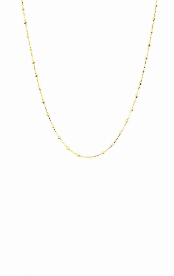 GARGANTILHA CHOKER COM CORRENTE VENEZIANA DE BOLINHAS FOLHEADO A OURO