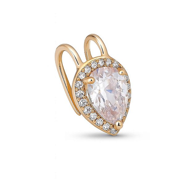 BRINCO PIERCING FAKE GOTA TODO CRAVEJADO DE ZIRCÔNIA FOLHEADO A OURO