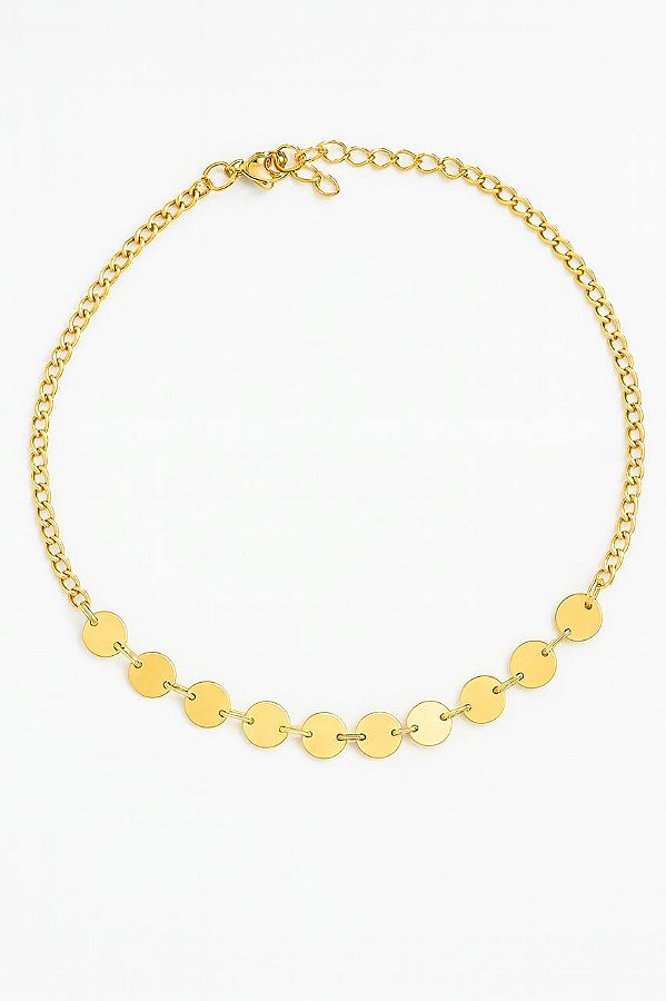 TORNOZELEIRA MEDALHA FOLHEADO A OURO