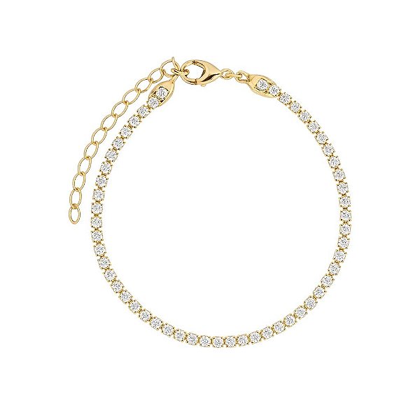 PULSEIRA RIVIERA 0.3 cm ZIRCÔNIA CRISTAL FOLHEADO A OURO