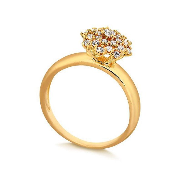 ANEL CHUVEIRO COM PEDRAS DE ZIRCÔNIAS FOLHEADO A OURO