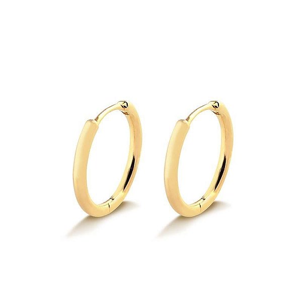 BRINCO ARGOLA CLIKC GRANDE LISA FOLHEADO A OURO