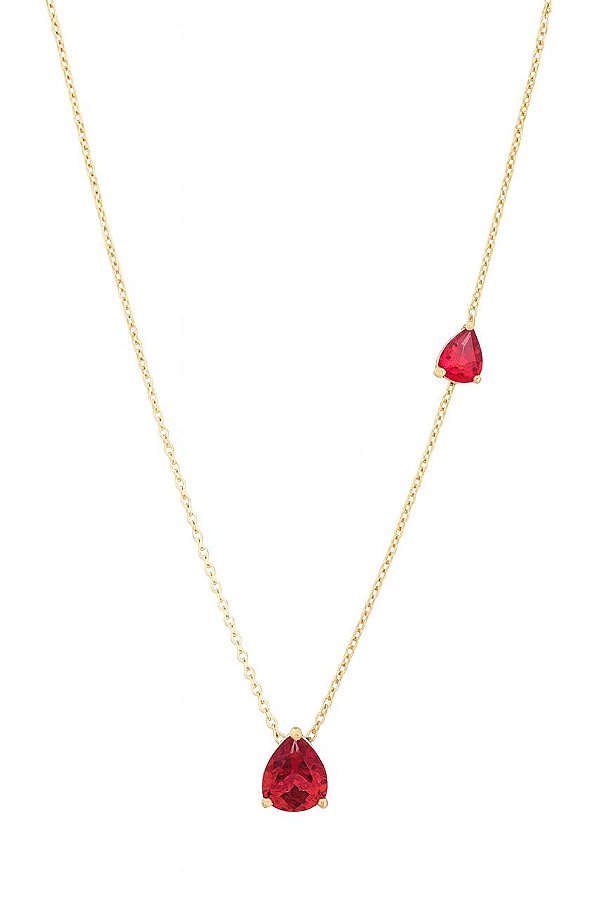 GARGANTILHA DUAS GOTAS ZIRCÔNIA FOLHEADO A OURO