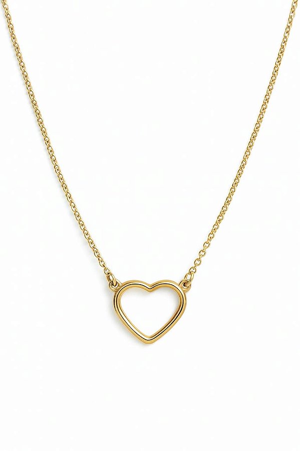 GARGANTILHA CORAÇÃO VAZADO FOLHEADO A OURO