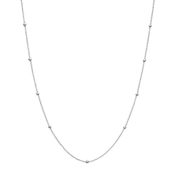 COLAR DELICADO COM ESFERAS FOLHEADO A RÔDIO BRANCO