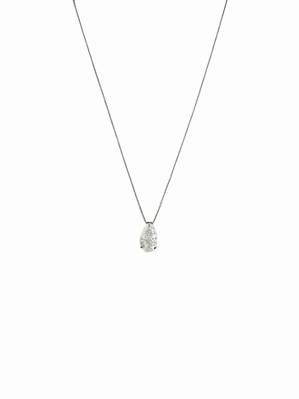 COLAR PINGENTE GOTA ZIRCÔNIA CRISTAL FUZION FOLHEADO A RÔDIO NEGRO