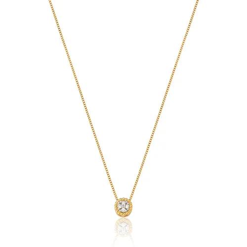 GARGANTILHA PINGENTE CÍRCULO BOLINHAS COM PEDRA DE ZIRCÔNIA FOLHEADO A OURO