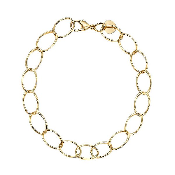 PULSEIRA ELOS GRUMET LONGOS FOLHEADA A OURO