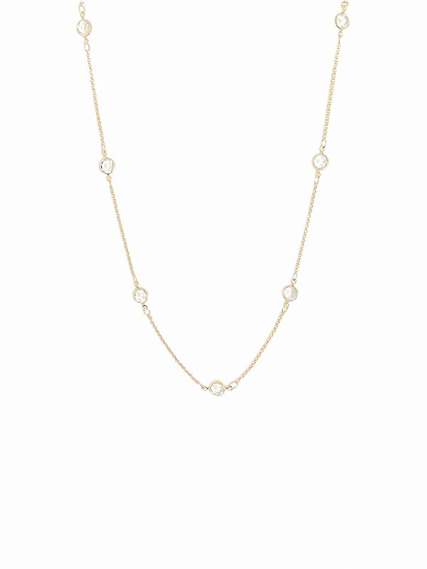 COLAR LONGO COM PONTOS DE LUZ ZIRCÔNIA CRISTAL FOLHEADO A OURO