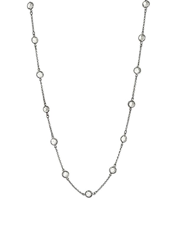 COLAR LONGO COM PONTOS DE LUZ ZIRCÔNIA CRISTAL FOLHEADO A RÔDIO NEGRO