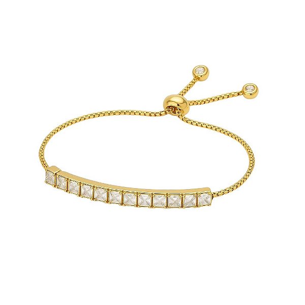 PULSEIRA COM ZIRCÔNIAS DELICADA FOLHEADO A OURO