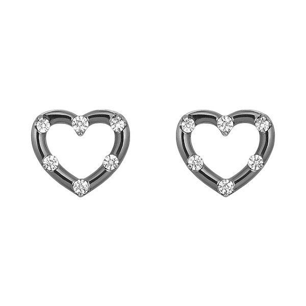 BRINCO CORAÇÃO VASADO ZIRCÔNIAS CRISTAL FOLHEADO A RÔDIO NEGRO