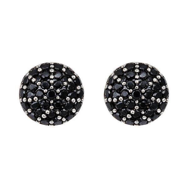 BRINCO BOTÃO COM ZIRCÔNIA NEGRA FOLHEADO A RÔDIO NEGRO