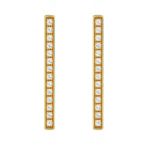 BRINCO BARRA MINIMALISTA CRAVEJADO DE ZIRCÔNIA FOLHEADO A OURO
