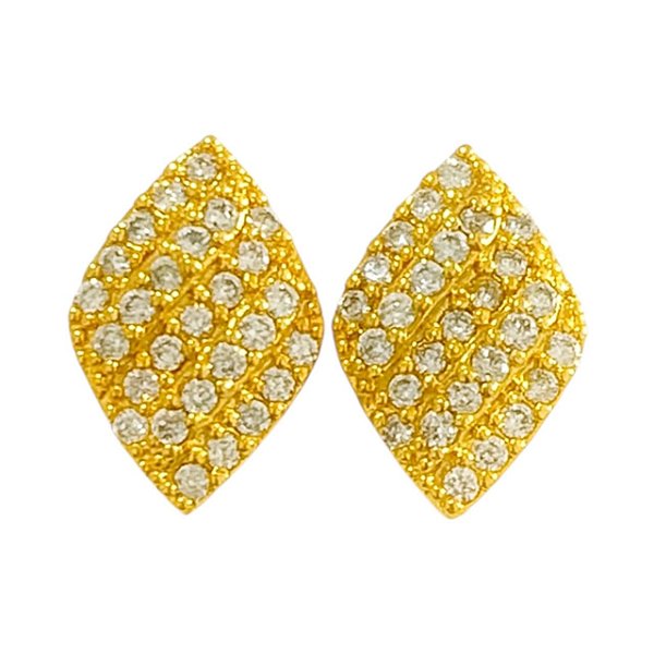 BRINCO FOLHA CRAVEJADO COM MICRO ZIRCÔNIA FOLHEADO A OURO