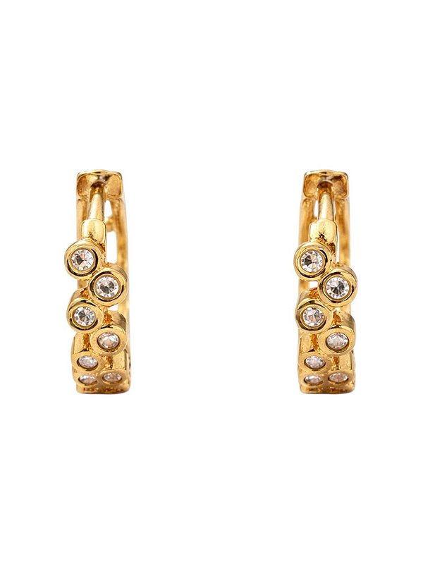 BRINCO ARGOLA COM CLICK CRAVEJADA COM ZIRCÔNIAS FOLHEADO A OURO
